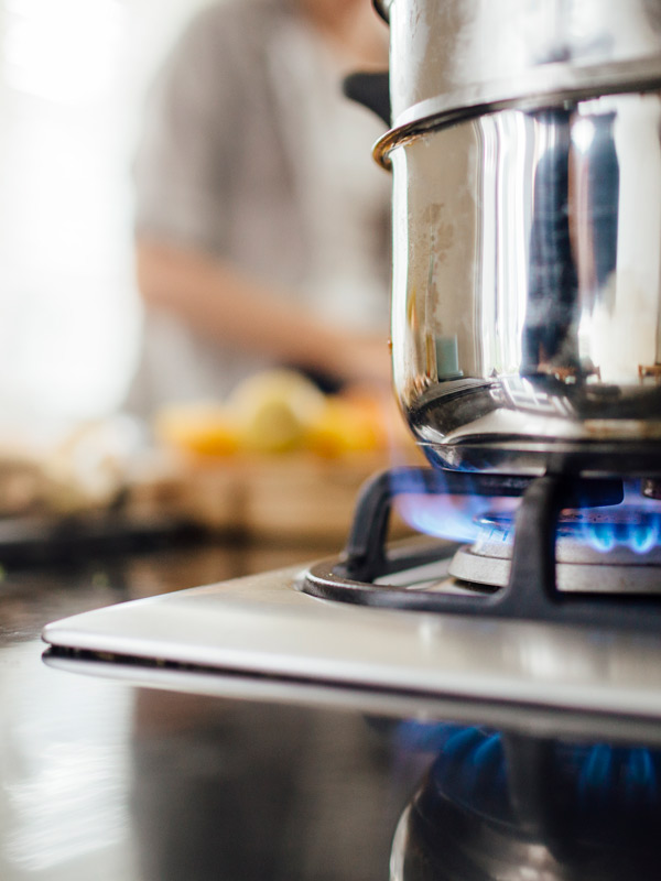 pot over gas burner